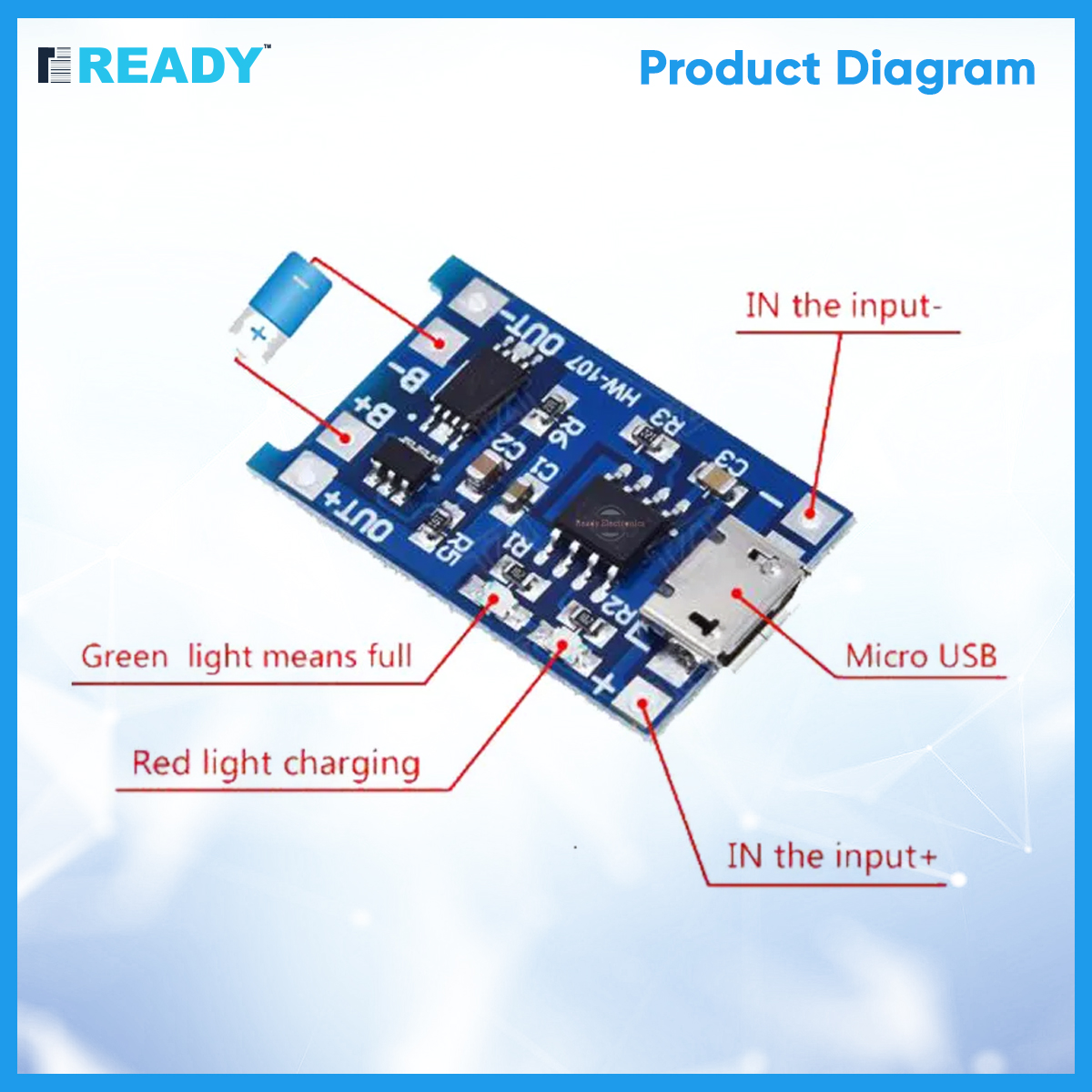 Micro USB 5V 1A TP4056 Lithium Battery Charger Module Charging Board With Protection Dual Functions 1A Li-ion for arduino ( 2pcs COMBO). 