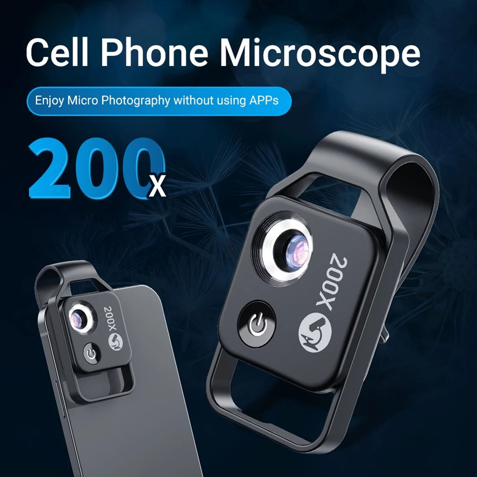 200X Zoom telefon Mini cep mikroskop CPL Lens ile LED ışık cep telefonu harici Lens taşınabilir telefon mikroskop kamera