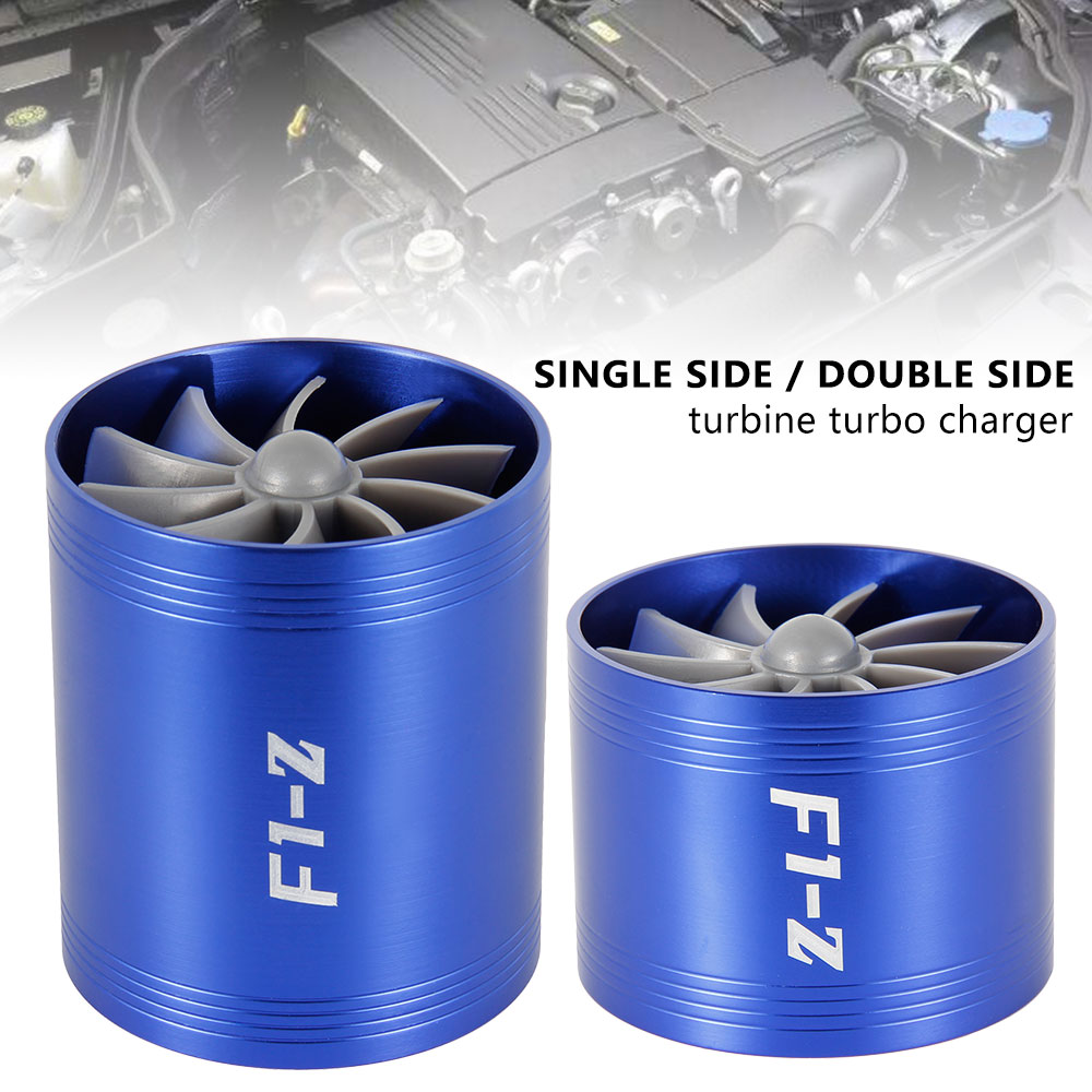 Car Turbine Supercharger F1-Z Turbo Charger Single Double Air Filter Intake Fan Fuel Gas Saver Kit Auto Replacement Part. 
