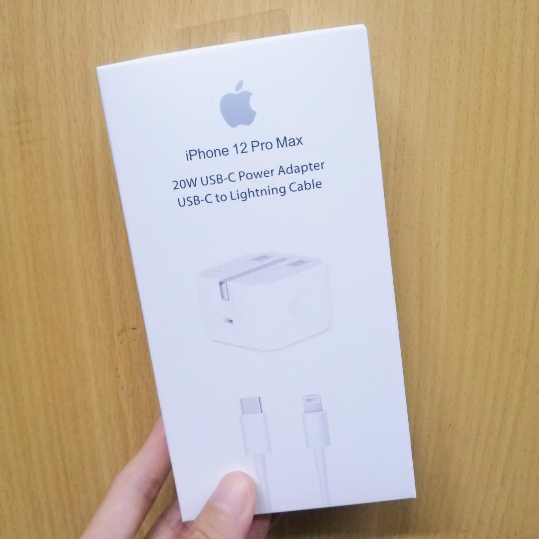 iPhone 12 Pro Max 20W USB-C Power Adapter With USB-C to Lighting Cable (3 Pin). 