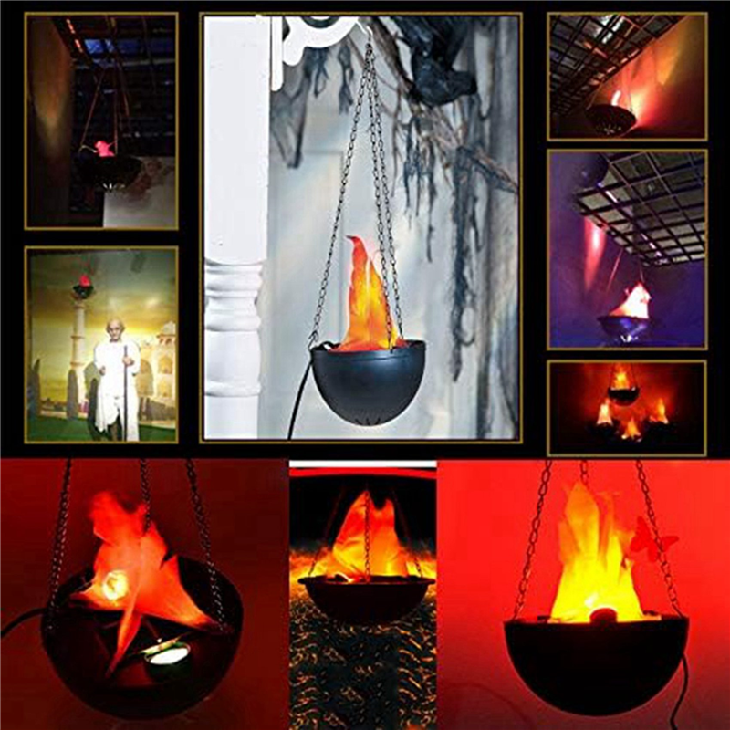 PDTYMWNG 2X 3D Fake-Fire Light,Hanging LED Flame Light,Artificial LED Silk Flame Stage Effect Light Realistic Campfire Lamp Prop. 