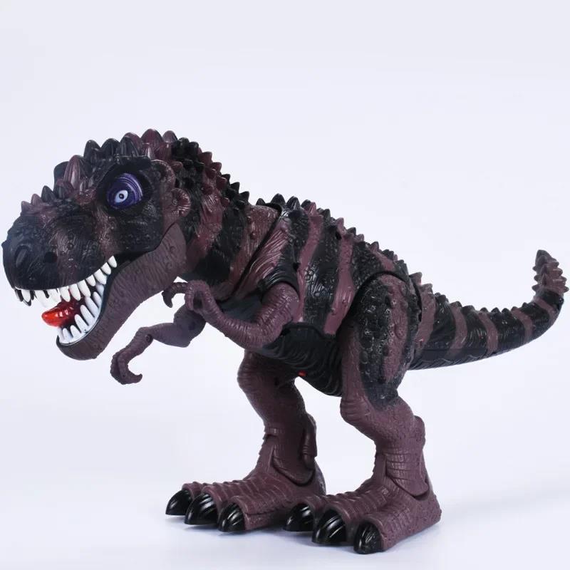 [Funny] Jurassic world Electric Dinosaur flash and sound T-rex Talking Toy Walk Talk Interactive Toy moving dinosaur model doll LaoXzhongX. 