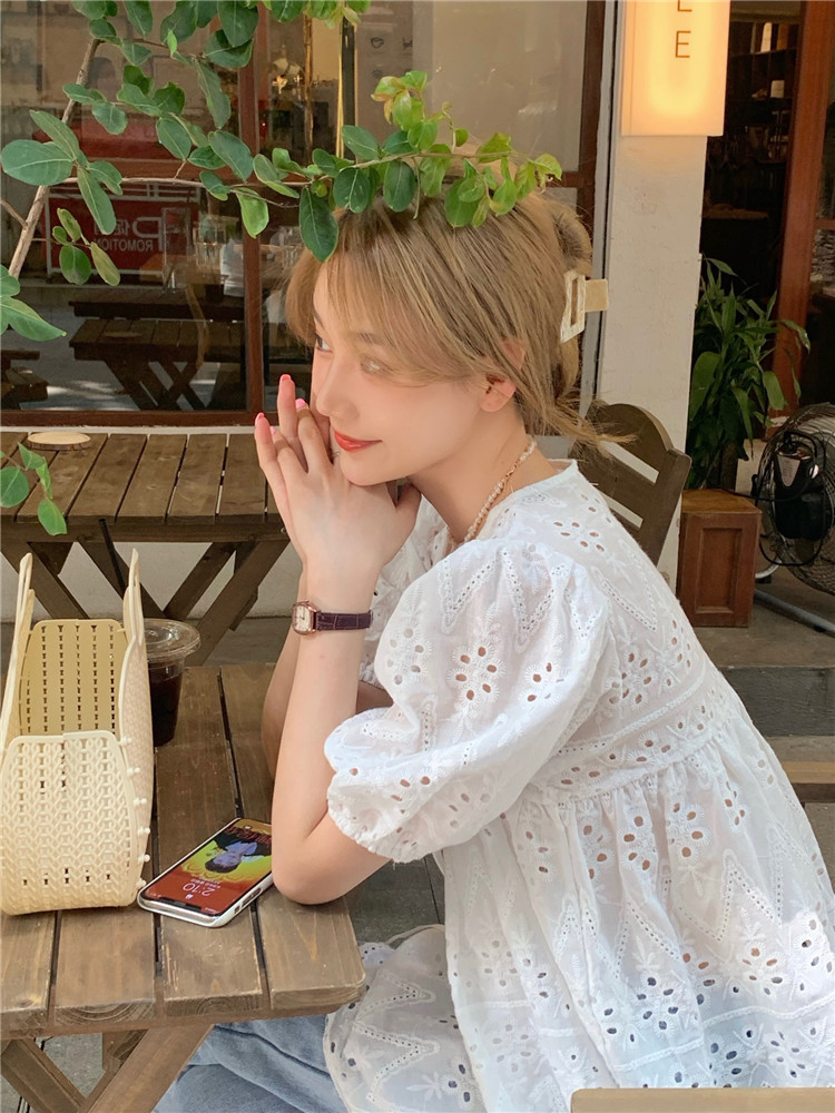 sheller BLOOM cotton lace tops（【sheller】BLOOM organdy tops）