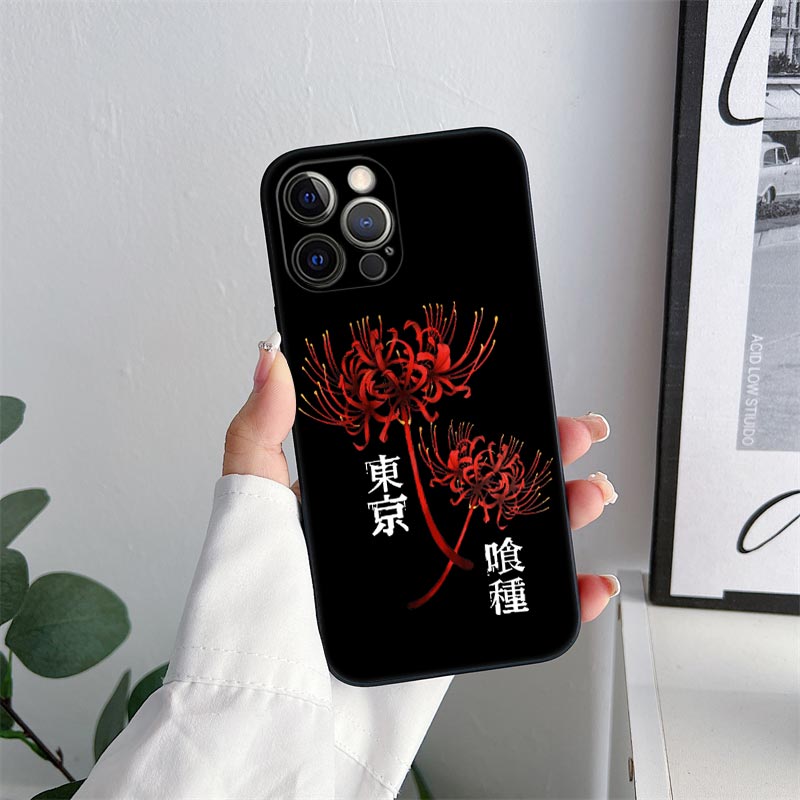 Tokyo Anime Ghoul Black Art Phone Case for iPhone 11 15 Pro Max Case Coque 14 Plus 13 Pro 12 11 XS XR 7 8 SE 2020 TPU Soft Cover. 