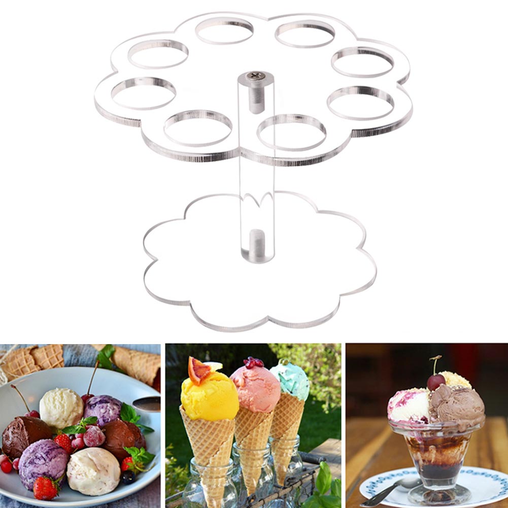 4 Holes Acrylic Ice Cream Cone Holder Tray Sushi Roll Display Stand Rack Sh667A. 