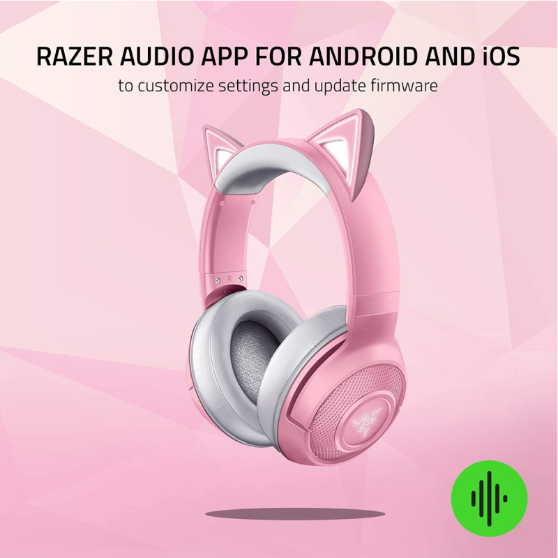 Razer Kraken BT Kitty Gaming Headset BT 5.0 Wireless Headphone 40mm Driver Unit Low Latency Built-in Beamforming Microphone Pink. 