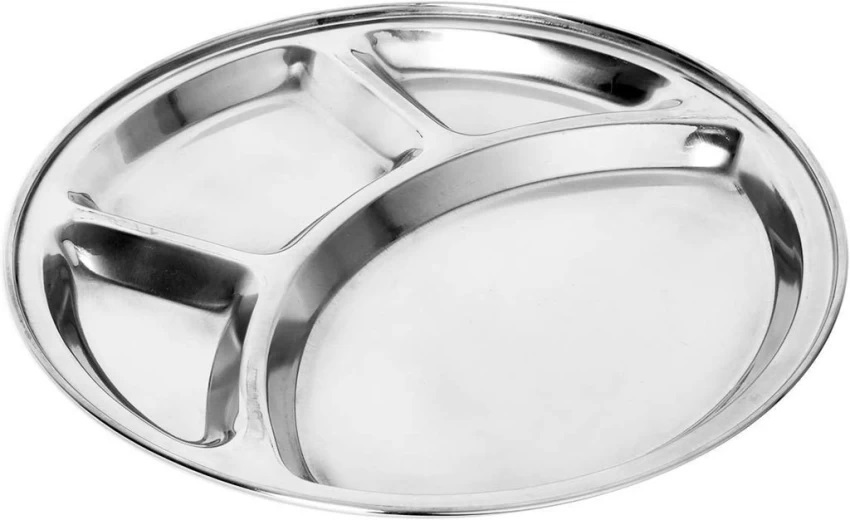 Stainless Steel Round Plate Durable Food Serving Tray For