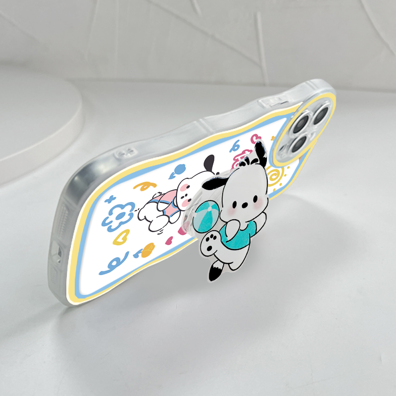 Jizetin for Huawei P20 Pro Back Cover + Free Pop Socket Happy Pochacco Soft Wavy Shape TPU Phone Case For Girls Boys. 
