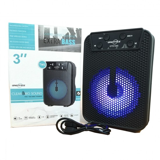 GREATNICE GTS-1345 Bluetooth/USB/TF Card Supported Speaker With FM Radio & Lightning Effects. 