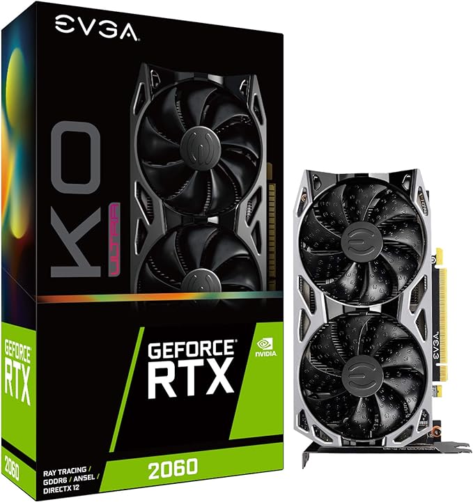 EVGA GeForce RTX 2060 KO ULTRA GAMING, 06G-P4-2068-RX, 6GB GDDR6, Dual HDB Fans, Metal Backplate