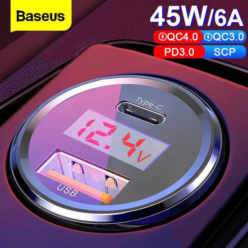 Baseus Magic Series 45W PPS Digital Display (Type-C PD+QC) Intelligent Dual Quick Charging Car Charger. 