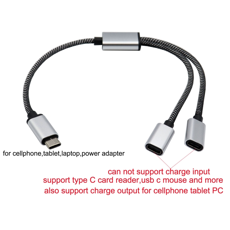 USB C Male to Double USB C Female Splitter Cord Converter Multiple Hubs USB C Port Hub Charger Power Split Adapter. 