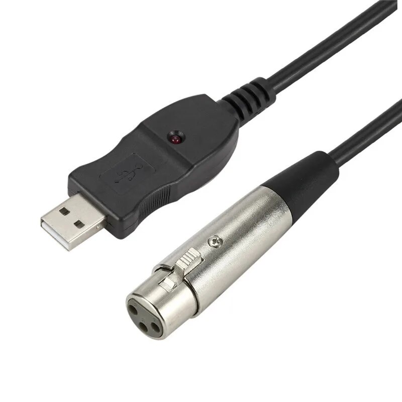 USB To XLR Adapter Male to 3 Pin XLR Female Microphone Cable Cord Connector Computer Audio Data Cable Adapter