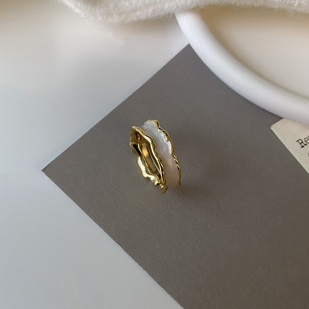 O-shaped open ring for men electroplated 16K gold dripping oil Klein blue high-end niche design 2024 new men's ring trend