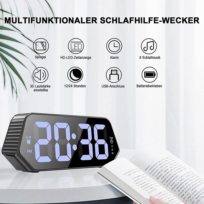 Digital Alarm Clock With Sleep Aid Travel Loud Volume Adjustable Mirror For Bedroom At Best S In Desh Daraz Com Bd Digital Alarm Clock With Sleep Aid, Loud Digital Alarm Clock