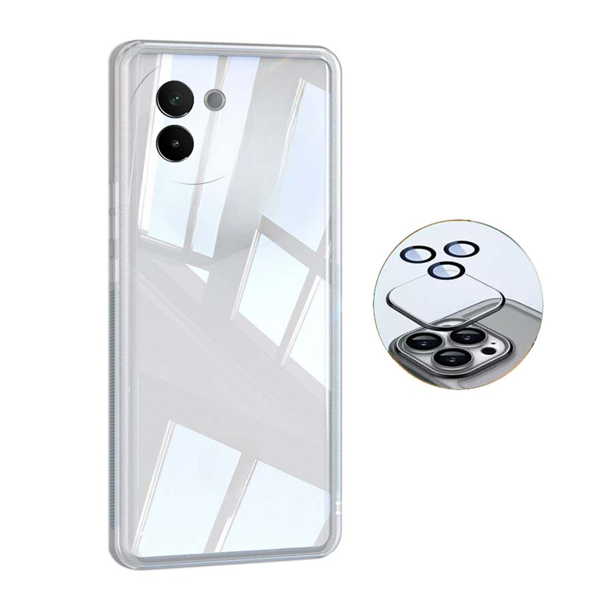 New Phone Case For VIVO V30 E Cover Camera Protection Semi Transparent Soft Silicone Shockproof with Lens Protector Films for vivo V30E case. 