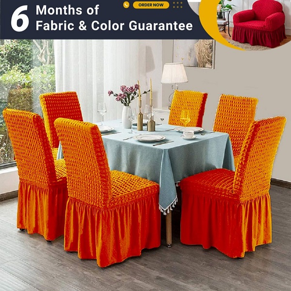 6 pis turki Elastic Stretch Chair Cover of golden colour