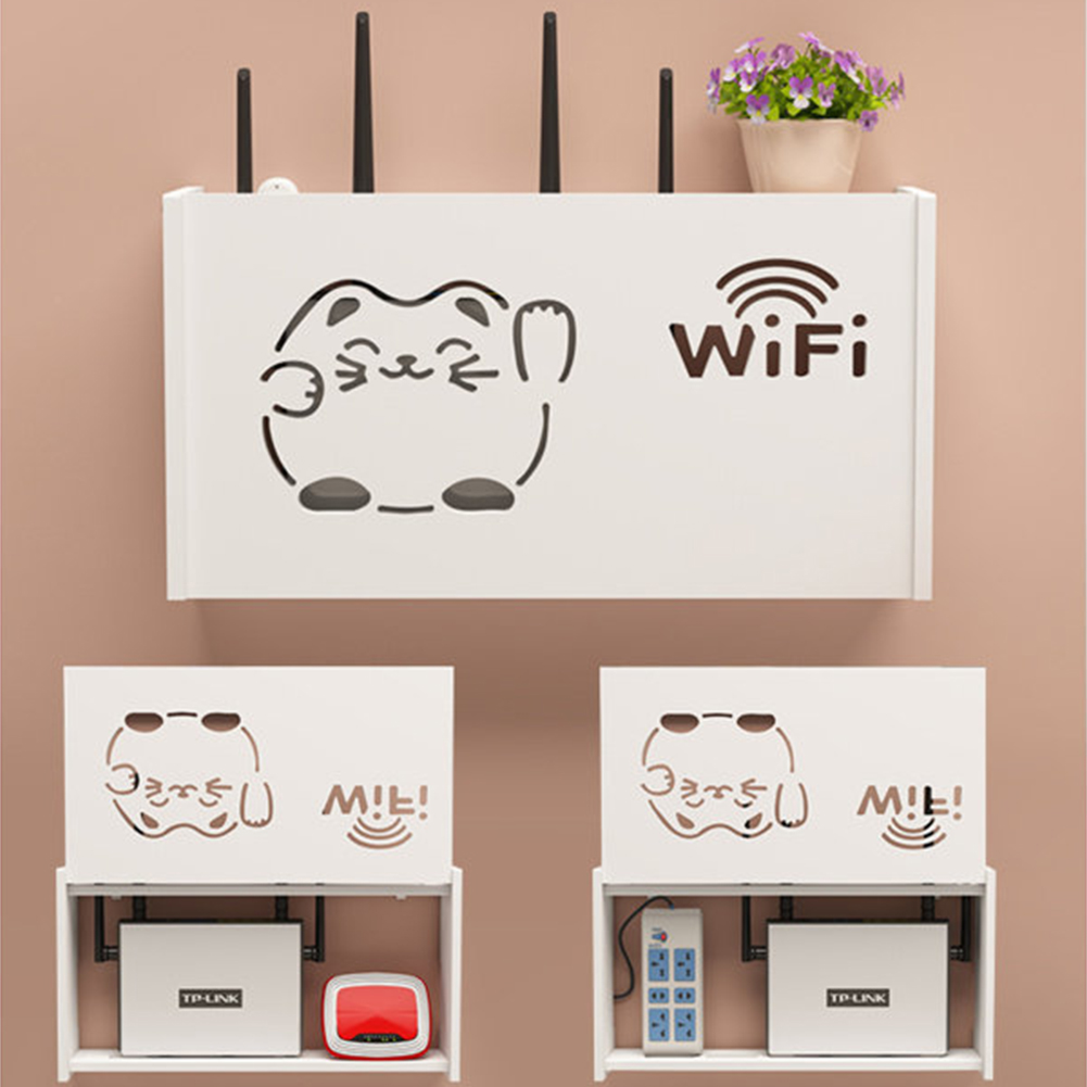 Wireless Wifi Router Storage Box Wall Hanging PVC Panel Shelf Plug Board Bracket Cable Storage Organizer Home Decor. 