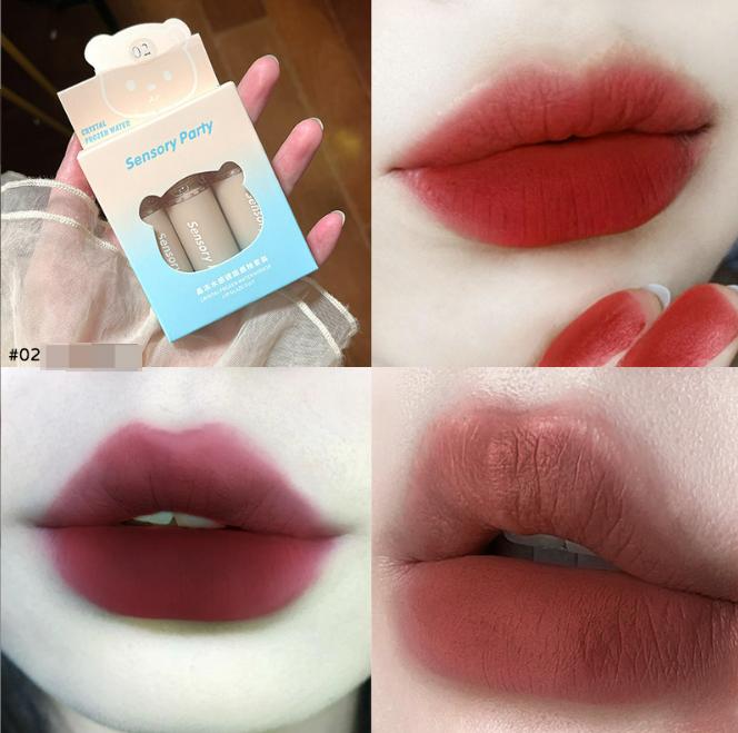 SENSORY PARTY - 3 PCS Lip Gloss Set Matte or Glitter Set High Pigmentation Long-lasting Lightweight. 
