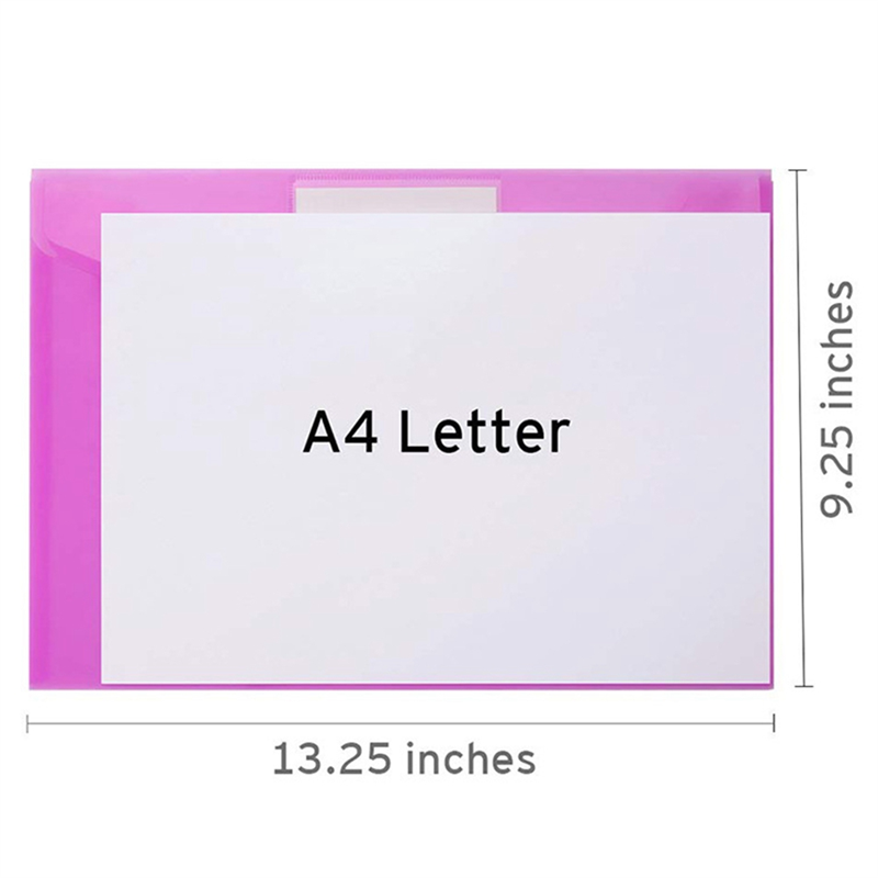 12Pcs Multi File Envelope PVC Snap Button File Bag 6 Colors A4 with Business Card Holder File Bag. 