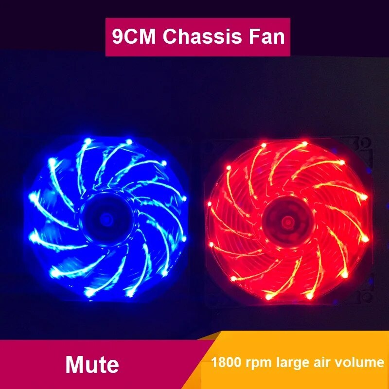 RGB LED PWM 3 Pin 9CM Computer Case Fan Silent 90MM CPU Cooling Quiet PC Cooler 12V DC. 