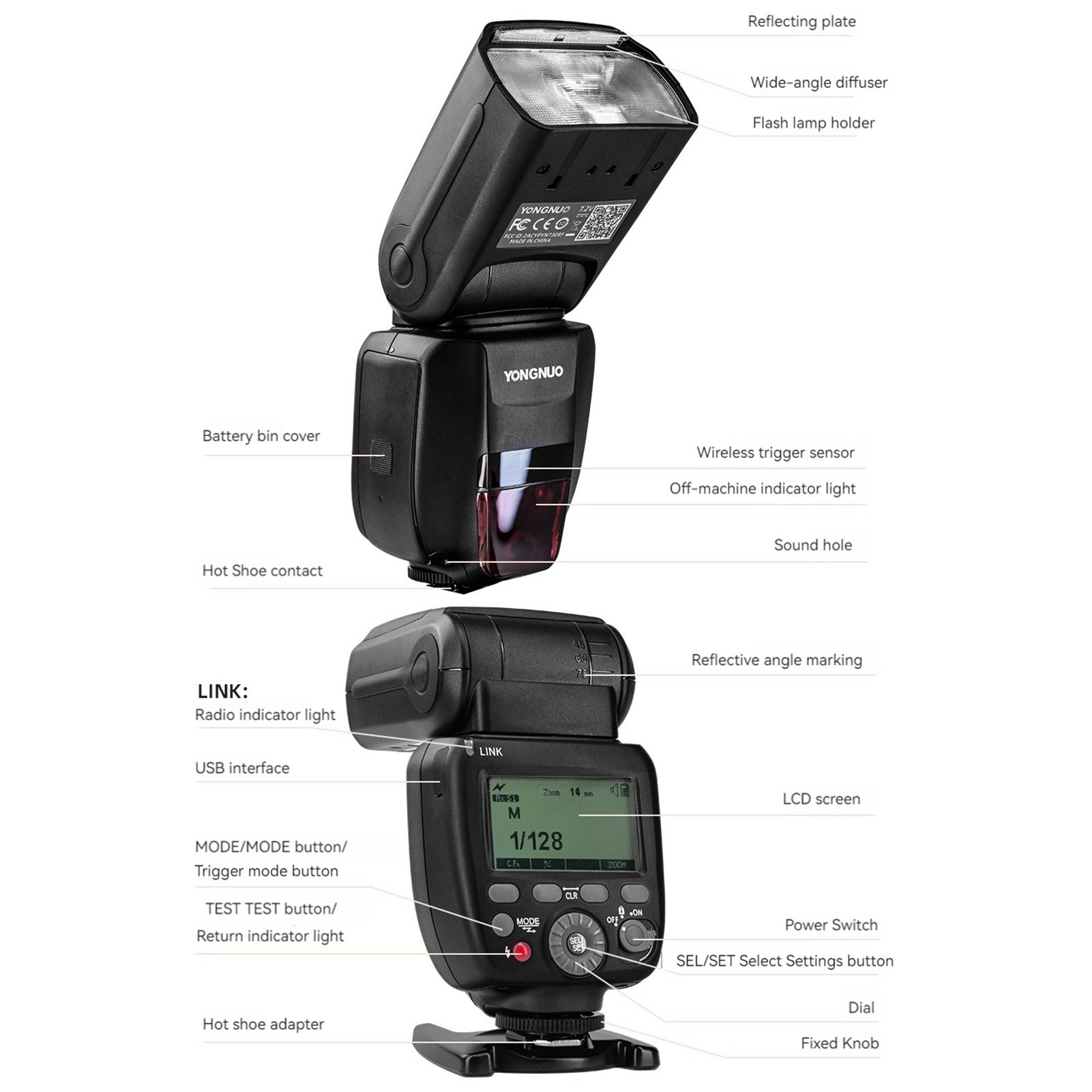 YONGNUO YN730 2.4G Wireless Camera Flash Master/Slave Speedlite - black. 