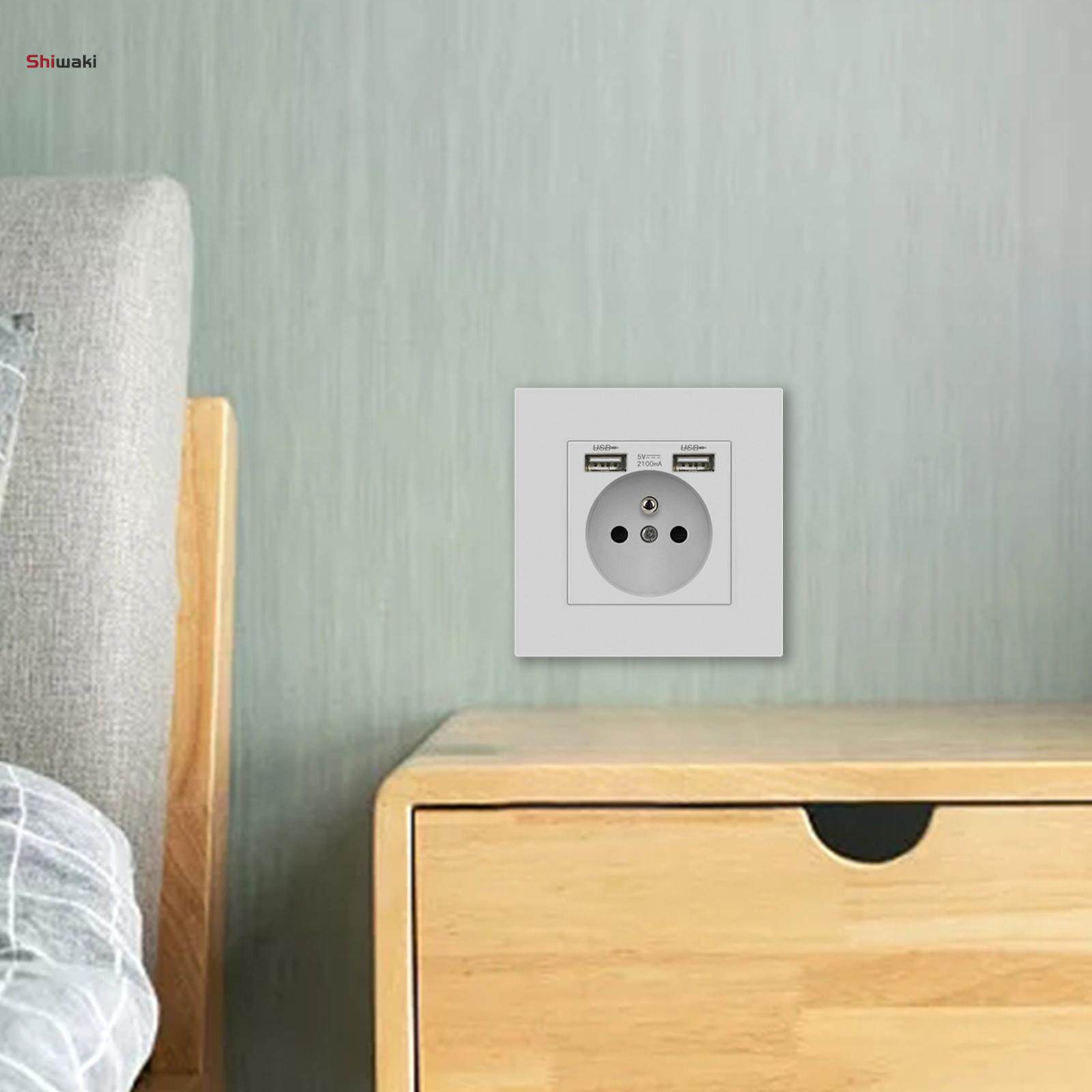EU Power Socket With USB Home Wall Dual Plug 5A