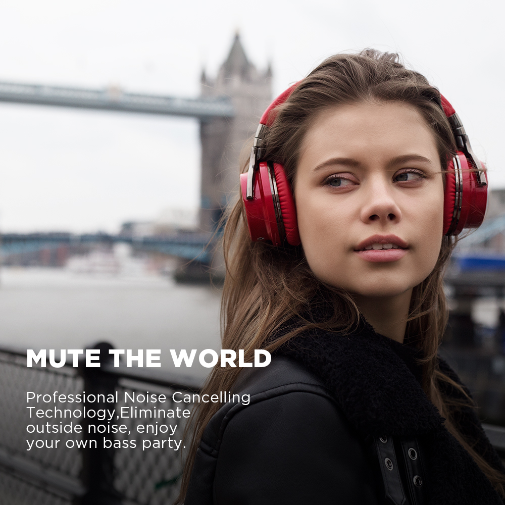COWIN E7[Upgraded] Active Noise Cancelling Wireless Bluetooth Headphones Deep Bass Bluetooth 5.0 Headset with Mic 30H Playtime. 