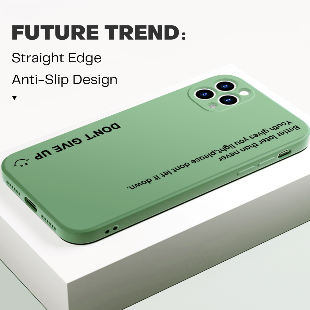 BILI for Infinix Hot 9 Back Cover Motto Dont Give Up Multicolor Liquid Silicone Phone Case Soft Square Lens Protection Phone Cases. 
