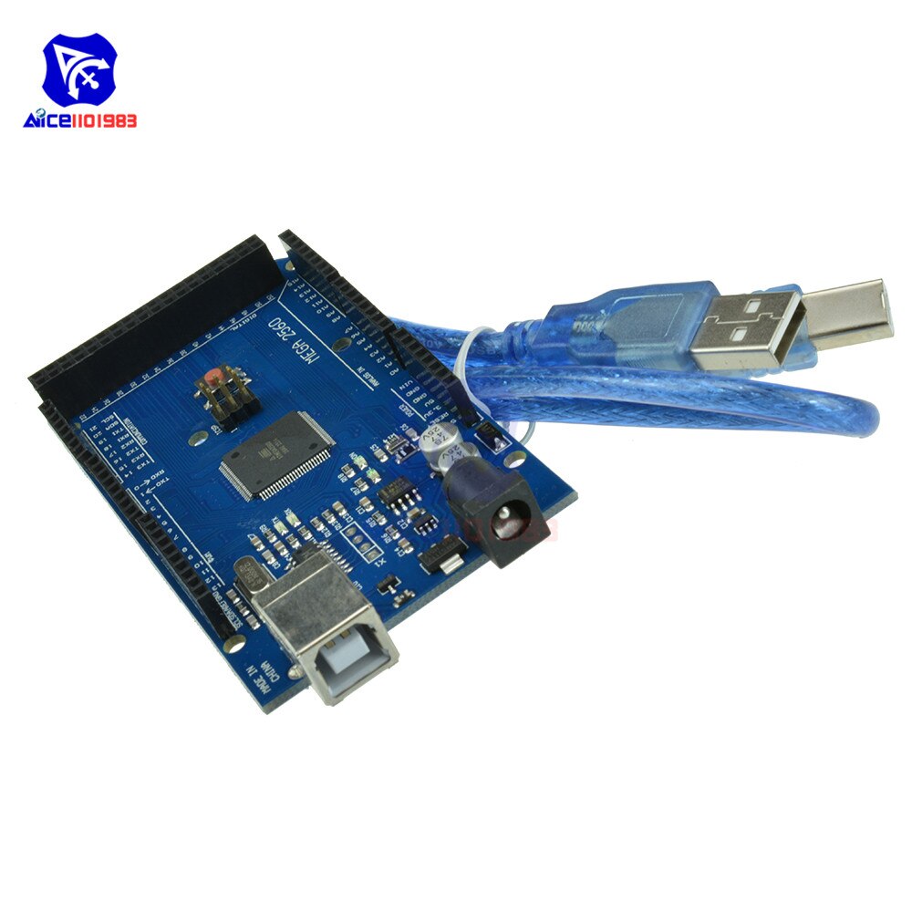 【happy one】Mega 2560 R3 Mega2560 REV3 Atmega2560-16AU CH340G Driver Board Module 5V 16MHz 256KB Memory with USB Type B Cable for Arduino. 