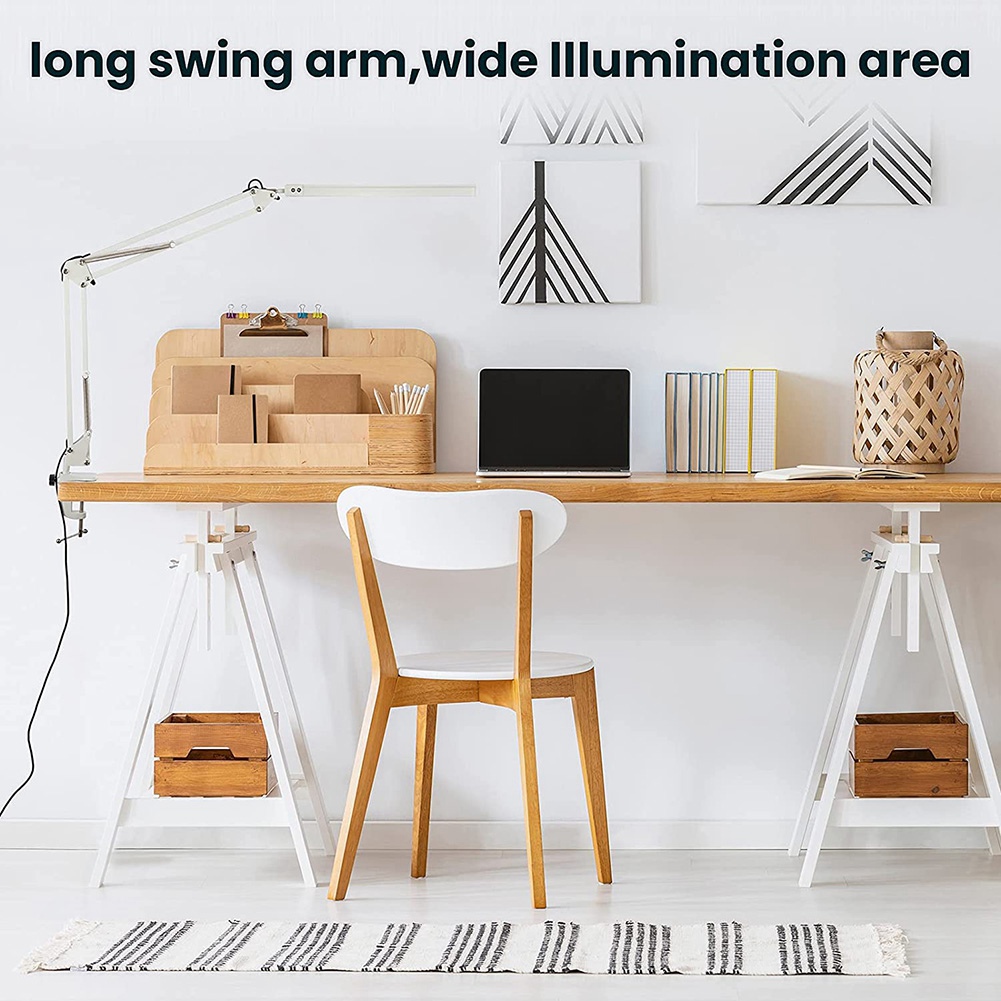 LED Desk Lamp with Clamp, 10W Swing Arm Desk Lamp, 3 Lighting Modes, Adjustable Table Lamp for Study, Drawing,Office. 