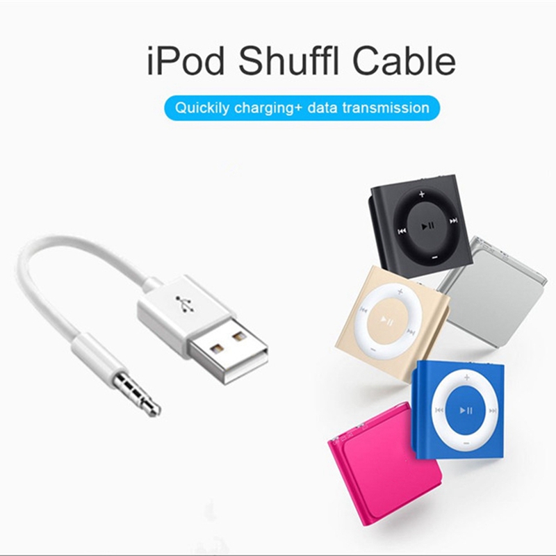 2X Suitable for iPod SHUFFLE Data Cable USB Mp3 Charging 3, 4, 5, 6 7Th Generation Charger Wire. 