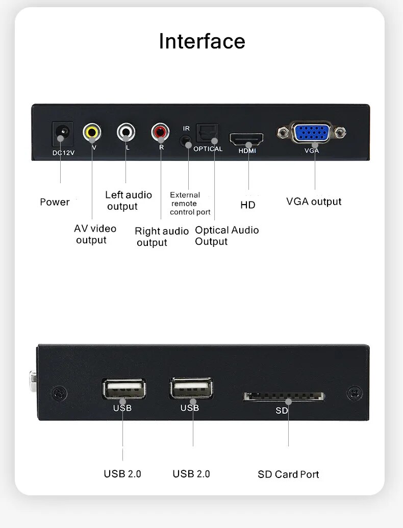 New Metal 4K HD Media Player Support SD Card 500GB USB Disk 5TB HDD MultiMedia Box Autoplay Video PPT PDF Advertise AD Player. 