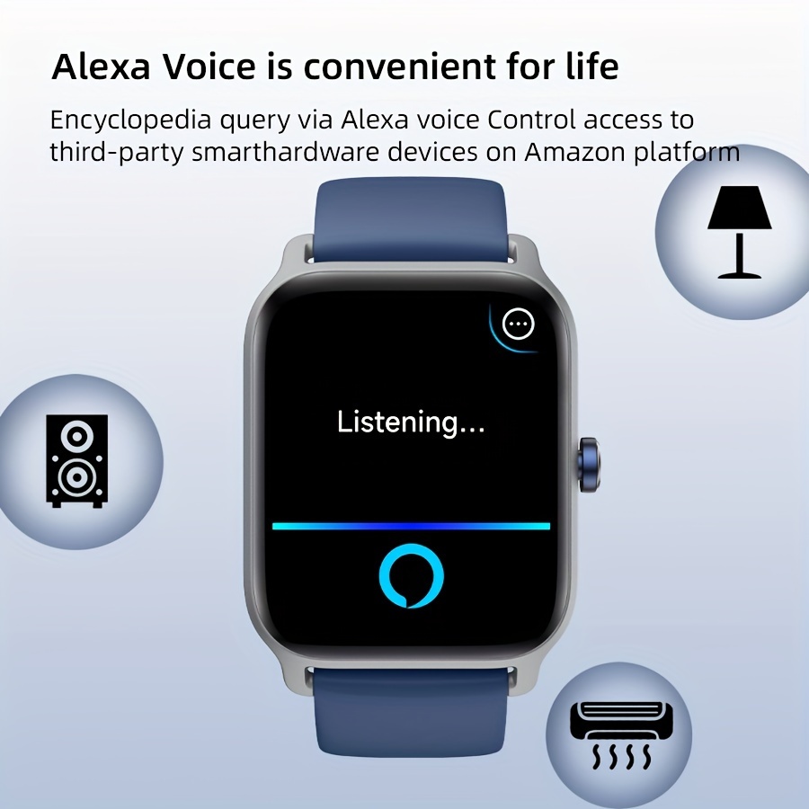 "IDW13 Smart Watch with Alexa - Waterproof Sports Tracker, 1.8"" Display, Health Monitoring, for iPhone & Android, Silicone Strap". 