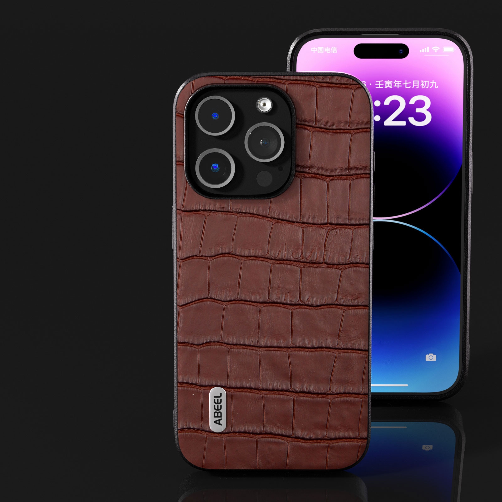 ABEEL Crocodile Texture Leather Phone Case For iPhone 15 Pro Max/iPhone 15 Pro/iPhone 14 Pro/iPhone 14 Pro Max. 