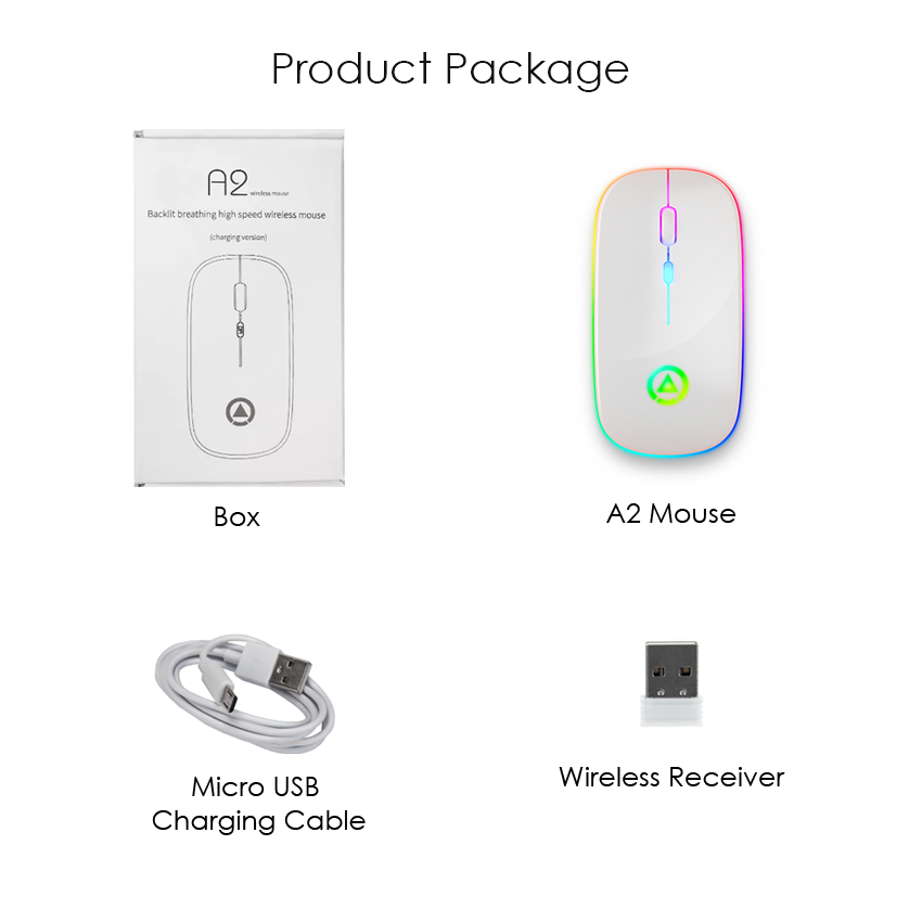Wireless Mouse Rgb Rechargeable With Slim Design - Yindiao A2 - Customizable Dpi And Lighting For A Stylish Experience. 