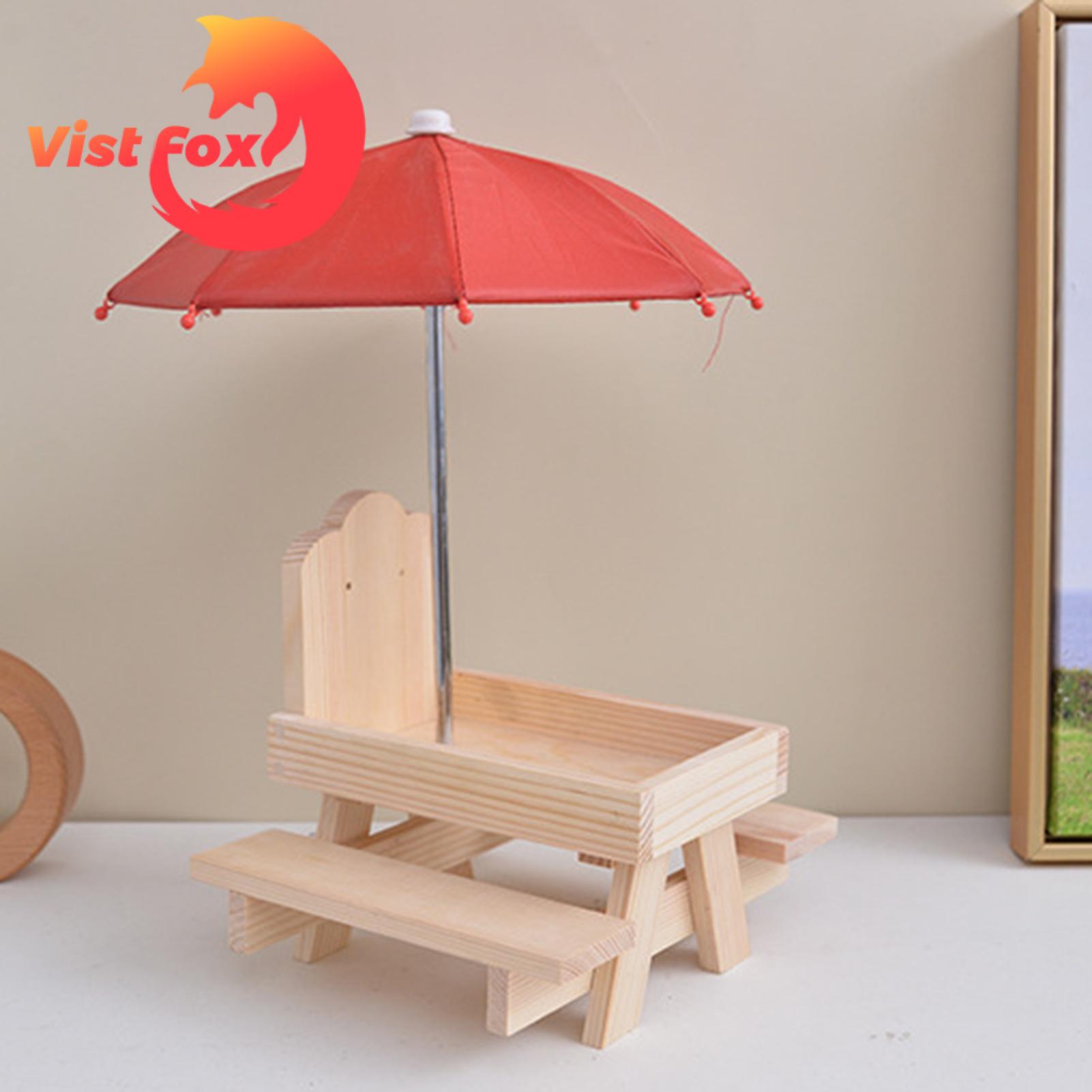 Squirrel Picnic Table Feeder Handmade Wood Squirrel Feeder with Red Umbrella Outdoor Picnic Table for Chipmunks Rain Protection Moisture-proof Waterproof Shade for Garden Buyers' Favorite Shade. 
