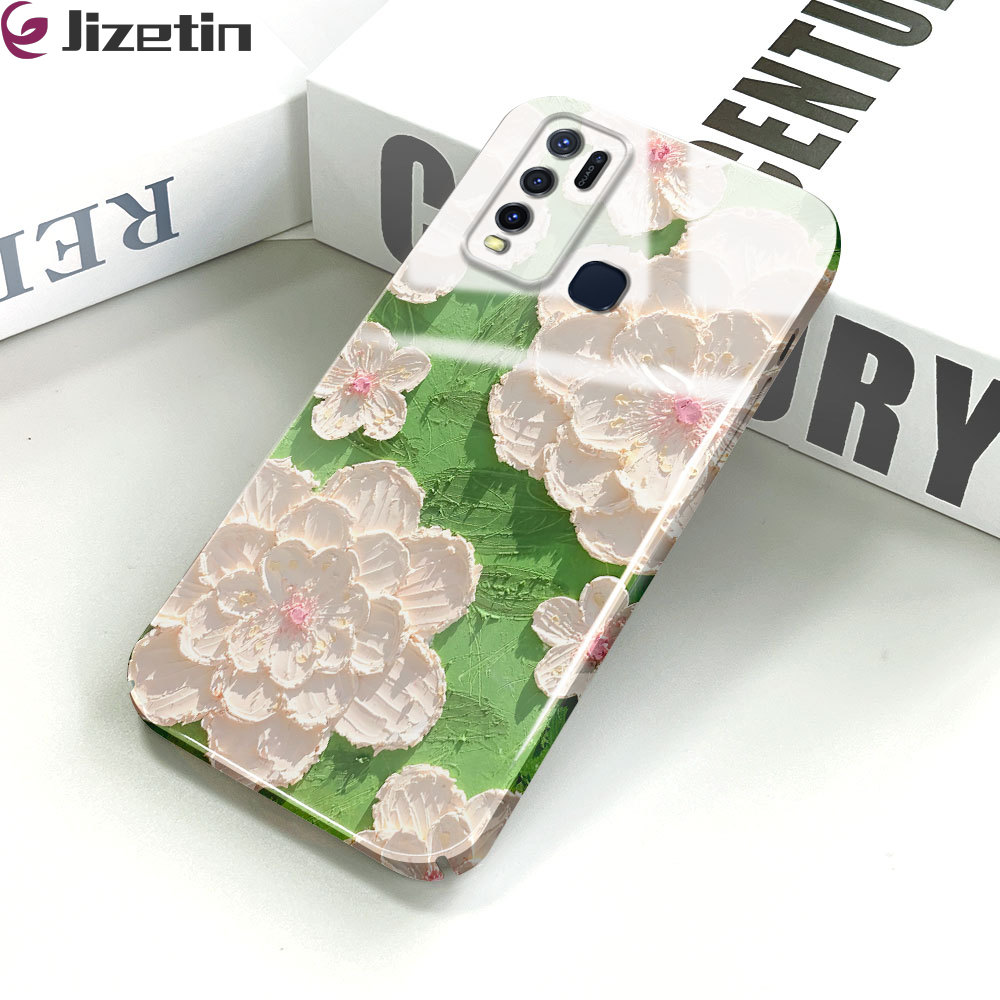 Jizetin for Vivo Y30 / Y50 / Y30i Back Cover Gorgeous Flowers Luxury Slim Hard Crashproof Mobile Phone Case For Boys Girls