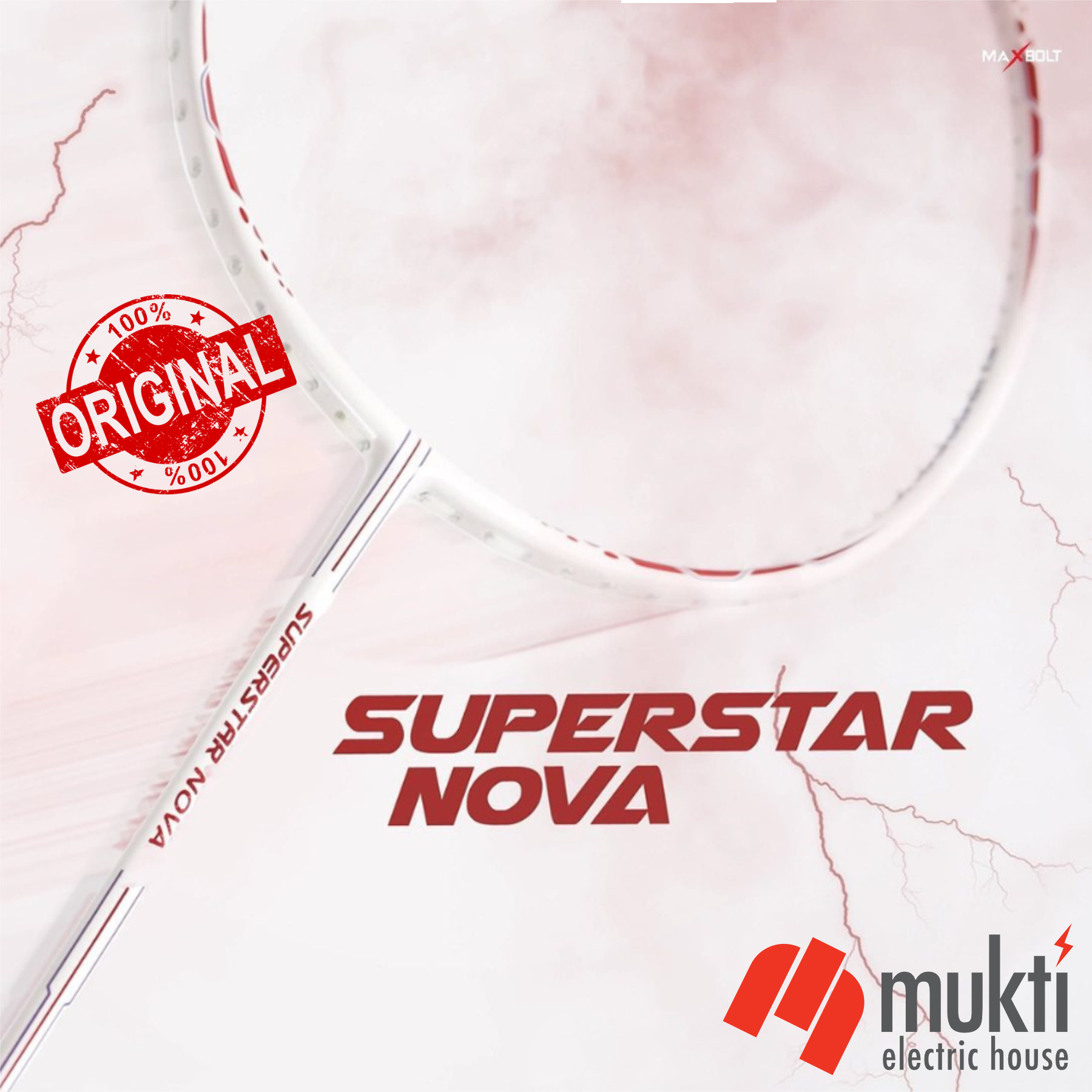 Korea Imported MAXBOLT Superstar Nova Unstrung White Badminton Racket Bat