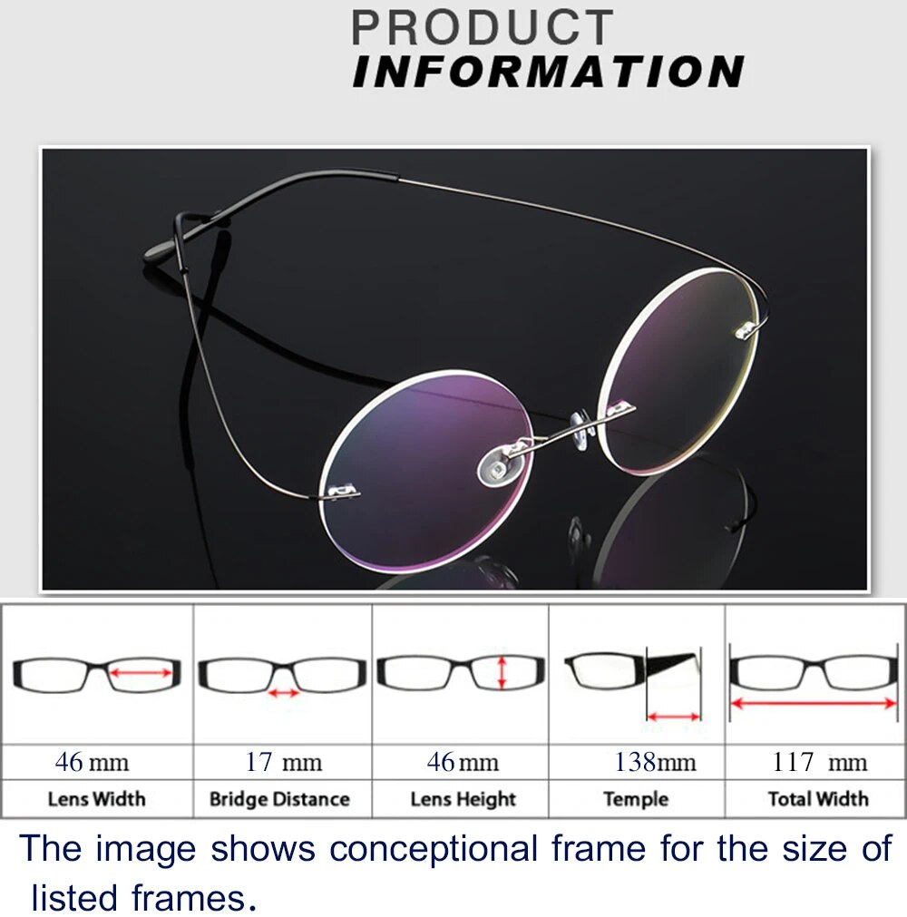 （New）Clara Vida Rimle Ultra-light Round Progreive Multifocal Reading Glae MEN TITANIUM ALLOY ee Near And Far ADD  1 To  4. 