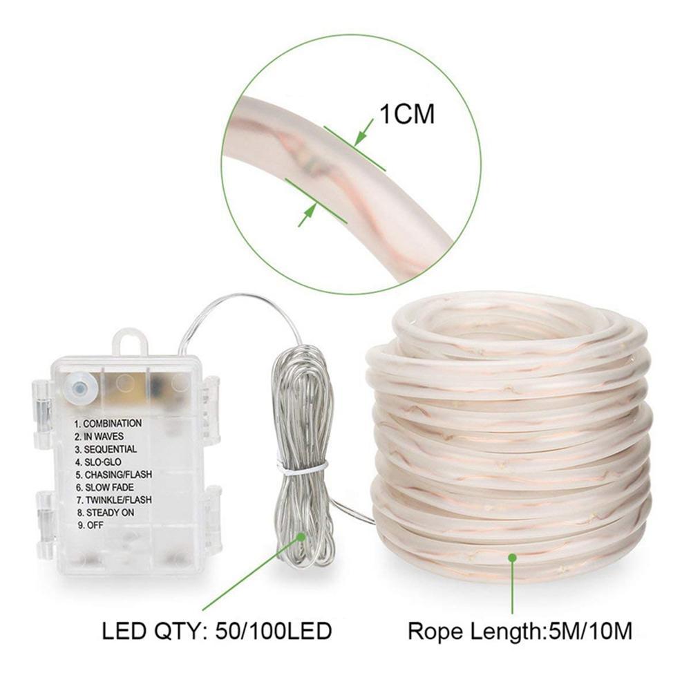 LED Rope Lights Battery Operated Waterproof 100 LED String Light + Remote Timer. 