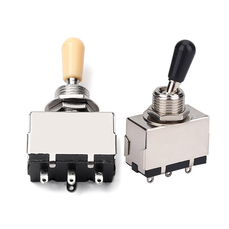 2 Pcs Guitar 3 Way Toggle Switch, Metal Enclosed 1 Pcs Black Tip & 1 Pcs Beige Tip for Lp Style Electric Guitar