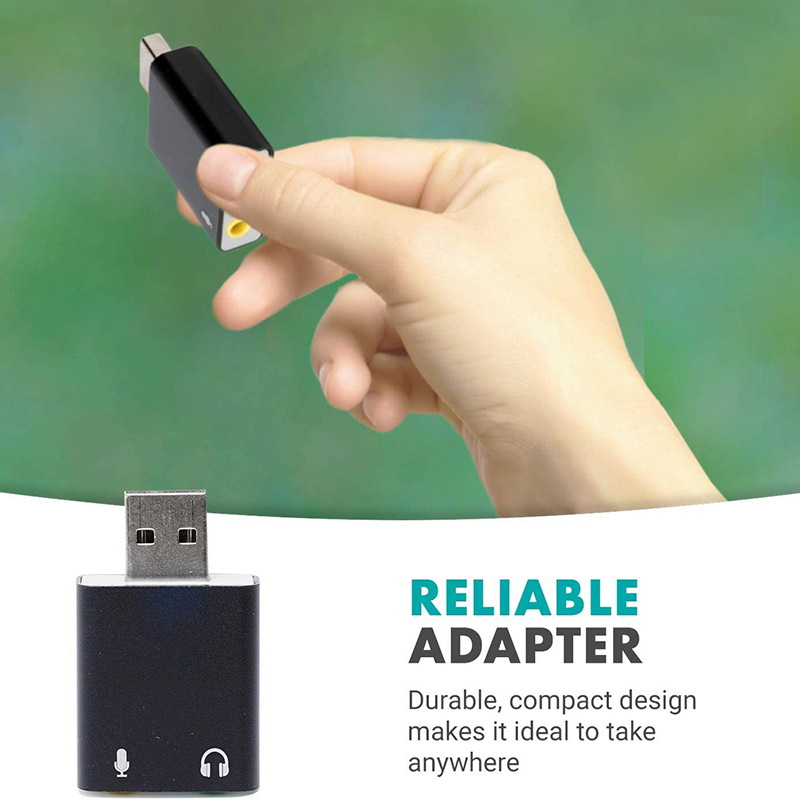 3.5mm TRS Microphone to USB 2.0 Stereo Audio External Sound Card Adapter for PC and USB Input to 3.5mm TRS Headphone. 