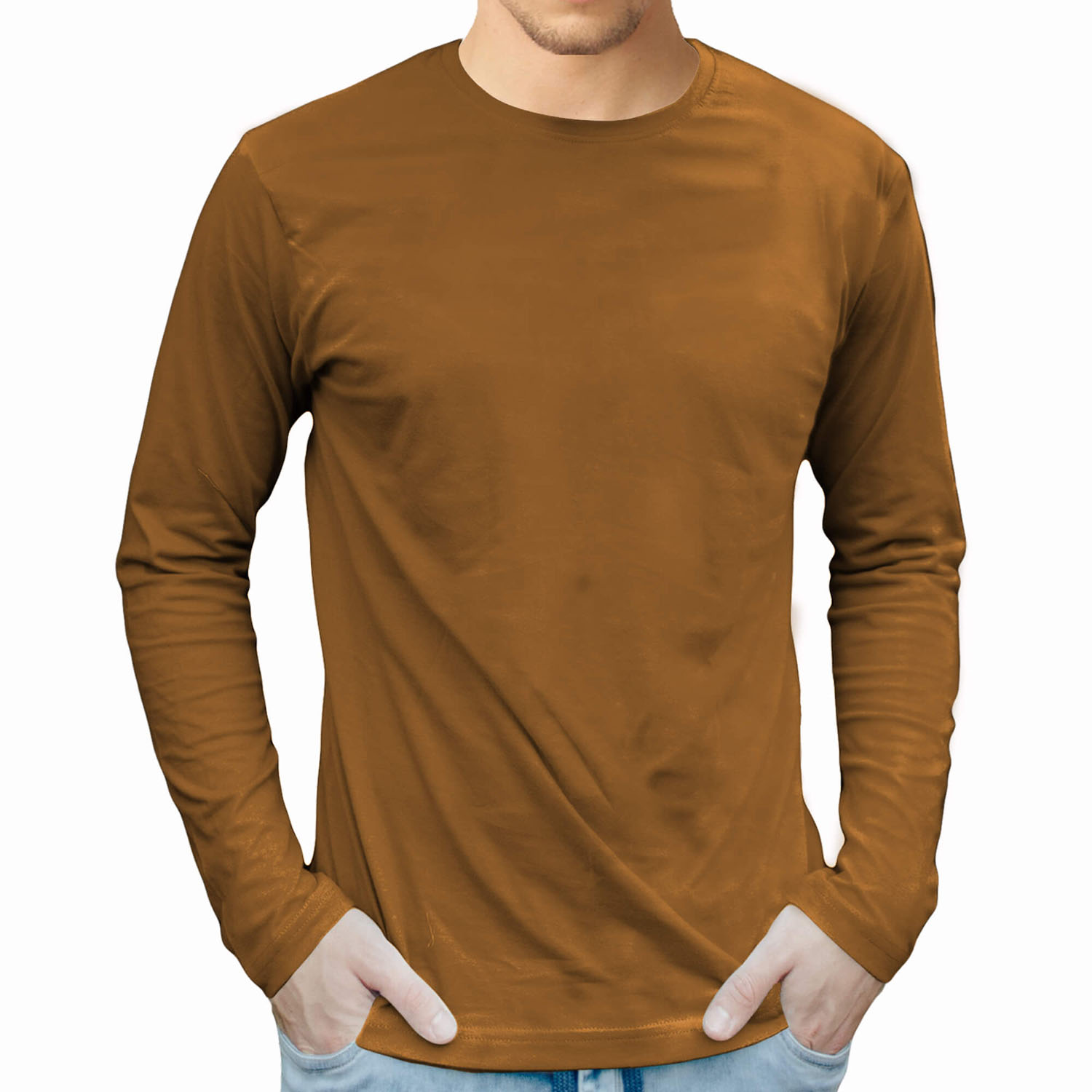 Full Sleeve O-Neck T-shirt (Aqua, Brown 