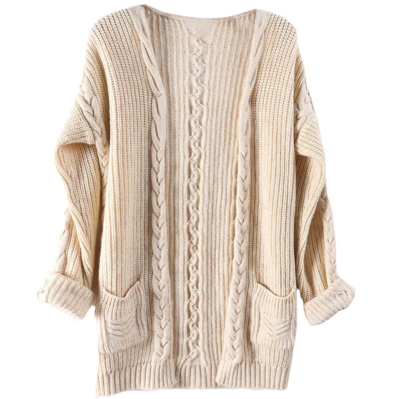 Women Cardigan Vintage Cashmere Sweater Wool Fall Winter Thick