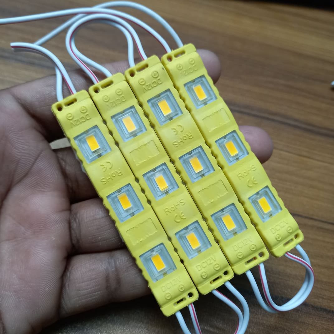 4Pcs- YELLOW Color DC 12V COB Yellow LED Light COB LED Light 12V COB LED Chip 3W LED Light With Cables COB Light Bulbs For Decoration Office DIY LED Light. 