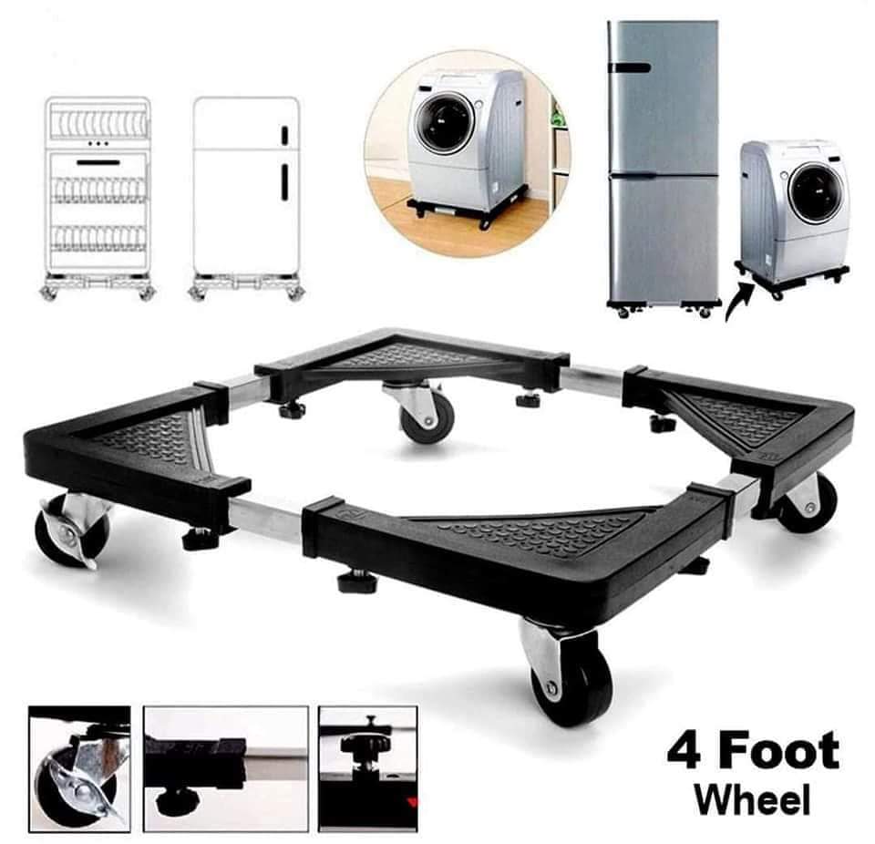 4 Foot Wheel Adjustable Washing Machine Base Refrigerator Bracket Stand