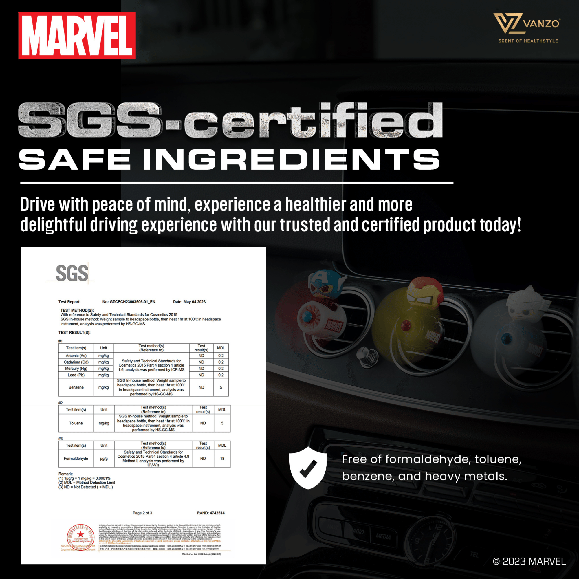 VANZO Marvel Series Car Vent Perfume 4g x 2 (Iron Man). 