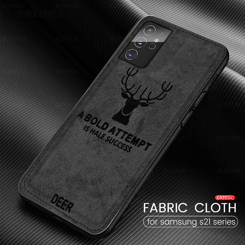 Casinglee for Samsung Galaxy S21 ultra thin case hybrid matte deer design fabric cover for Samsung S21 ultra case cover. 