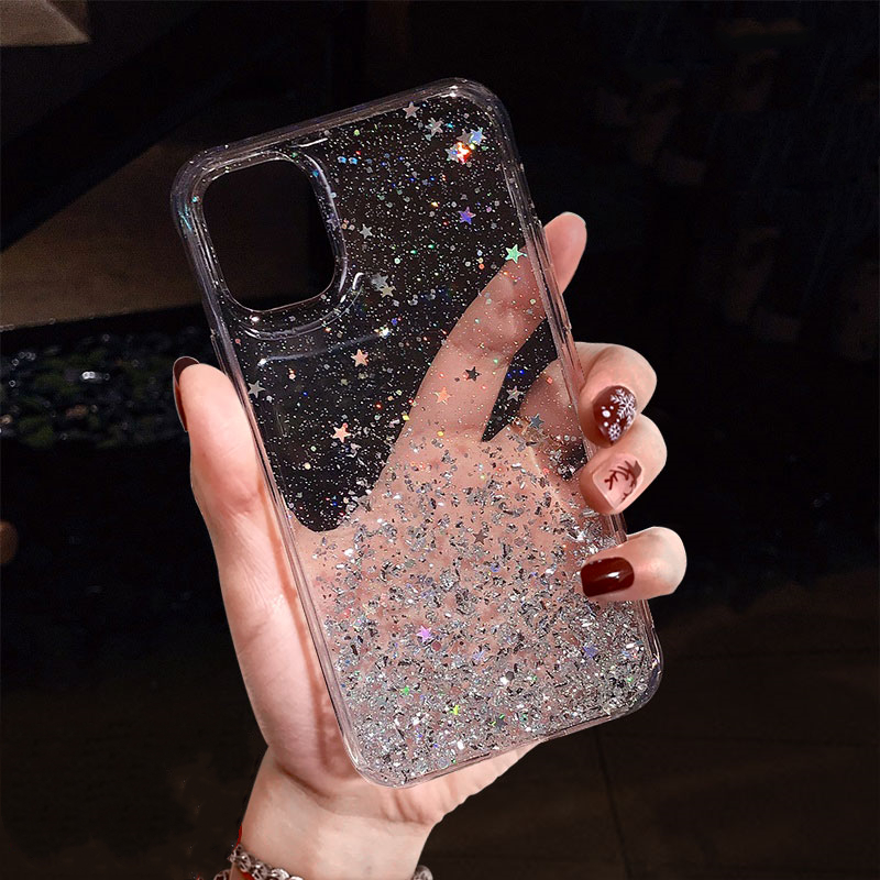 Back Cover For OPPO A9 2020 Phone Case Glitter Silicone Soft Full Starry Sky String Glitter Transparent Space Stars Moon OPPO A9 2020 Case. 